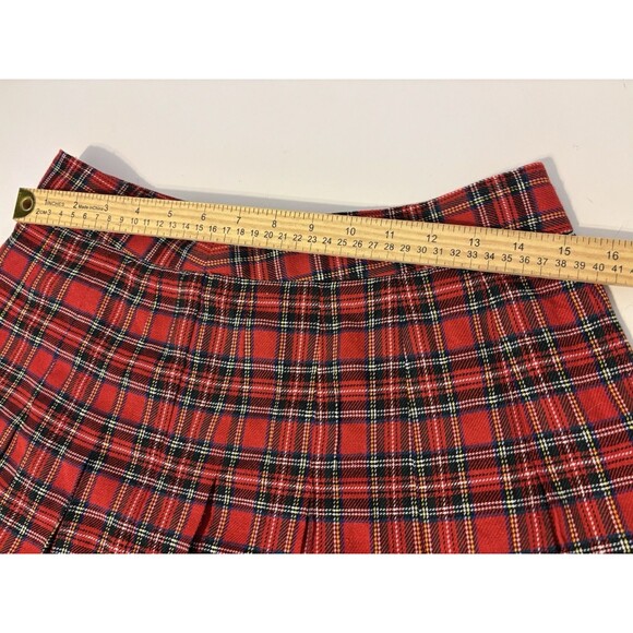 School Girl Red and Black Plaid Pleated Mini Skirt Size Medium Goth Punk Grunge - Picture 5 of 6